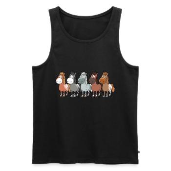 Chevaux et races de chevaux de dessin animé drôle - Débardeur bio Premium Homme - noir - Devant - AI Model Male 178 light (178cm)
