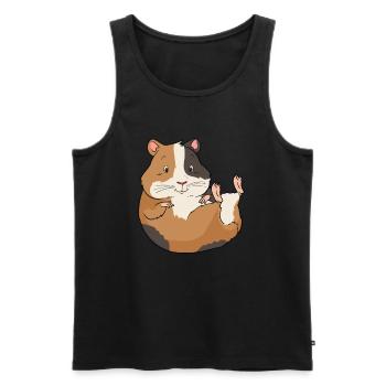 Cochon d'Inde drôle sur le dos et se détendre - Débardeur bio Premium Homme - noir - Devant - Michal (187cm)