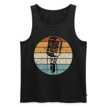Mikrophon Microphone Vintage Musik Sänger Sängerin - Männer Premium Bio Tank Top - Schwarz - Vorne - AI Model Male 178 light (178cm)