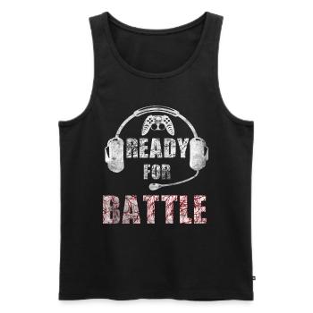 Gamer Gaming Gambling Gamer Ready For Battle - Men's Premium Organic Tank Top - black - Front - AI Model Male 178 light (178cm)