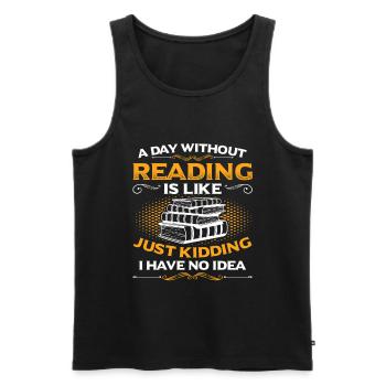 A Day Without Reading - Rat de lecture & Ver de bibliothèque - Débardeur bio Premium Homme - noir - Devant - AI Model Male 178 light (178cm)
