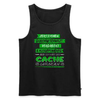 Lustiger Spruch Cache gefunden Geocaching - Männer Premium Bio Tank Top - Schwarz - Vorne - AI Model Male 178 light (178cm)