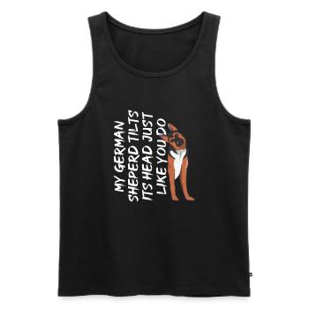 Deutscher Schäferhund Kopf drehen Hundebesitzer - Männer Premium Bio Tank Top - Schwarz - Vorne - AI Model Male 178 light (178cm)