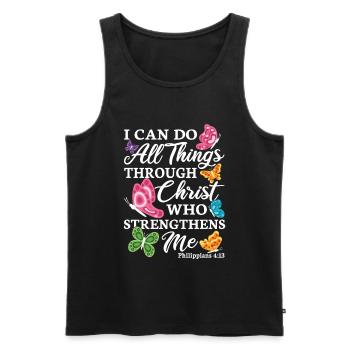 Do All Things Through Christ Religion Biblevers - Débardeur bio Premium Homme - noir - Devant - Michal (187cm)