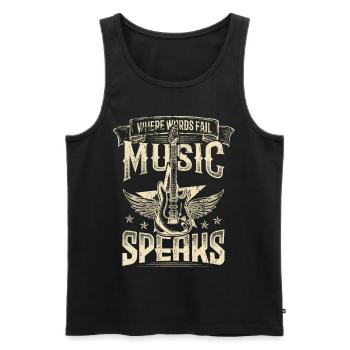 Music Speaks Hard Rock Music Rocker Band Guitare - Débardeur bio Premium Homme - noir - Devant - AI Model Male 178 light (178cm)