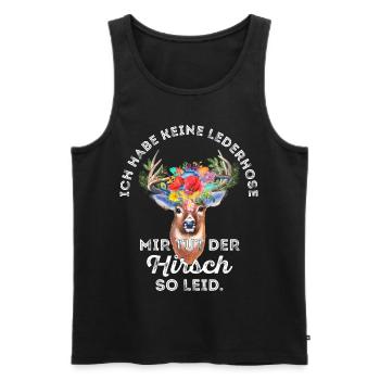 Ich habe keine Lederhose Hirsch - dunkle Shirts - Männer Premium Bio Tank Top - Schwarz - Vorne - Michal (187cm)