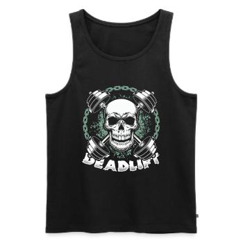 Skull Deadlift Barbell Gym Workout Fitness - Men's Premium Organic Tank Top - black - Front - AI Model Male 178 light (178cm)