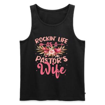Church Christian Rockin Life As A Pastors Wife - Men's Premium Organic Tank Top - black - Front - Michal (187cm)