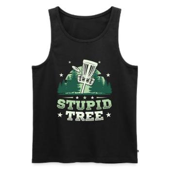 Frisbee Golf Stupid Tree Disc Golf Tee - Men's Premium Organic Tank Top - black - Front - AI Model Male 178 light (178cm)