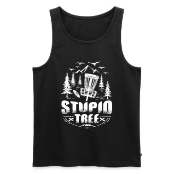 Frisbee Golf Stupid Tree Disc Golf Tee - Men's Premium Organic Tank Top - black - Front - AI Model Male 178 light (178cm)