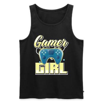 Gamer Girl Cute Anime Style Video Gamer Girl - Men's Premium Organic Tank Top - black - Front - Michal (187cm)