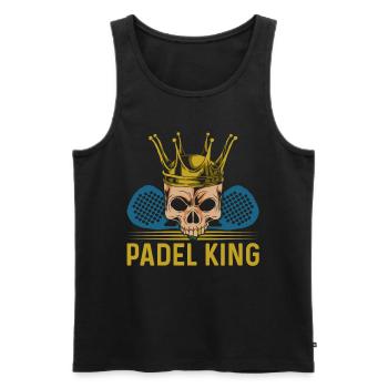 Padel King for Padel Tennis Players - Men's Premium Organic Tank Top - black - Front - AI Model Male 178 light (178cm)