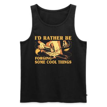 I'd Rather Be Forging Anvil Blacksmith - Men's Premium Organic Tank Top - black - Front - Michal (187cm)