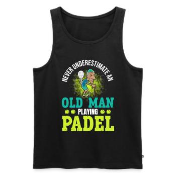 Cool Padel Papa Joueur de Padel Père - Débardeur bio Premium Homme - noir - Devant - AI Model Male 178 light (178cm)