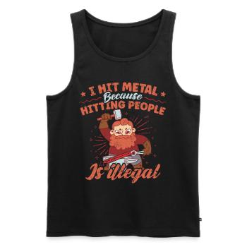 J’ai frappé Metal Drôle de forgeron Citation - Débardeur bio Premium Homme - noir - Devant - Michal (187cm)