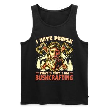 I hate People - That's Why I Am Bushcrafting - Men's Premium Organic Tank Top - black - Front - AI Model Male 178 light (178cm)