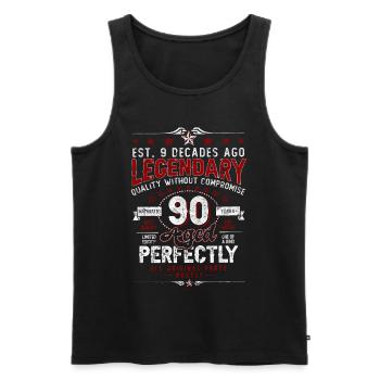 Vintage Legendary - Aged perfectly 90th birthday - Men's Premium Organic Tank Top - black - Front - Michal (187cm)