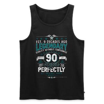 Vintage Legendary - Aged perfectly 90th birthday - Men's Premium Organic Tank Top - black - Front - Michal (187cm)
