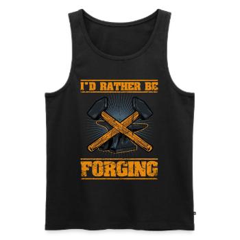 I'd Rather Be Forging Anvil Blacksmith - Men's Premium Organic Tank Top - black - Front - Michal (187cm)