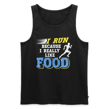 Je cours parce que j’aime beaucoup food Funny Runner - Débardeur bio Premium Homme - noir - Devant - Michal (187cm)