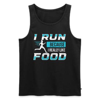 Je cours parce que j’aime beaucoup food Funny Runner - Débardeur bio Premium Homme - noir - Devant - Michal (187cm)