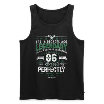 Vintage Légendaire - Vieilli parfaitement 86ème anniversaire - Débardeur bio Premium Homme - noir - Devant - AI Model Male 178 light (178cm)