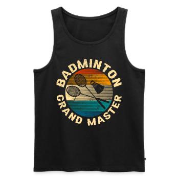 Cool Retro Crossing Rackets Badminton Grand Master - Männer Premium Bio Tank Top - Schwarz - Vorne - Michal (187cm)