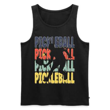 Cool Retro Text Silhouette Pickleball - Men's Premium Organic Tank Top - black - Front - Michal (187cm)