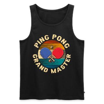 Cool Retro Crossing Raquettes Ping Pong Grand Maître - Débardeur bio Premium Homme - noir - Devant - Michal (187cm)