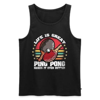 La vie est grande Le ping-pong le rend meilleur ping-pong - Débardeur bio Premium Homme - noir - Devant - Michal (187cm)