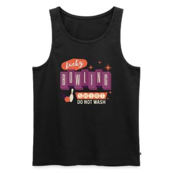 This is my Lucky Bowling Shirt - Do not wash - Männer Premium Bio Tank Top - Schwarz - Vorne - Michal (187cm)
