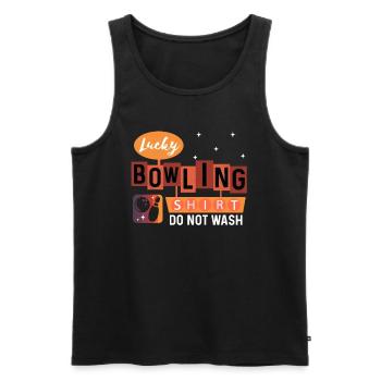 This is my Lucky Bowling Shirt - Do not wash - Männer Premium Bio Tank Top - Schwarz - Vorne - Michal (187cm)