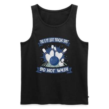 This is my Lucky Bowling Shirt - Do not wash - Männer Premium Bio Tank Top - Schwarz - Vorne - Michal (187cm)