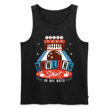 This is my Lucky Bowling Shirt - Do not wash - Men's Premium Organic Tank Top - black - Front - AI Model Male 178 light (178cm)