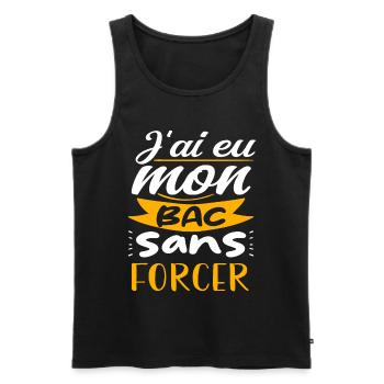 j'ai eu mon bac sans forcer - Débardeur bio Premium Homme - noir - Devant - AI Model Male 178 light (178cm)