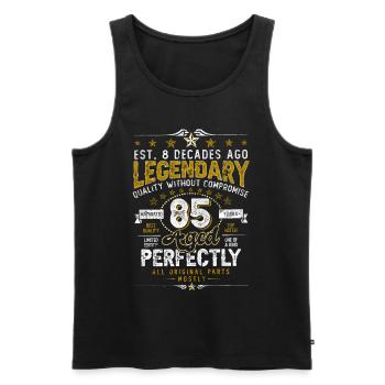 Vintage Légendaire - Vieilli parfaitement 85ème anniversaire - Débardeur bio Premium Homme - noir - Devant - AI Model Male 178 light (178cm)