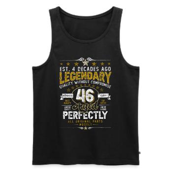 Vintage Légendaire - Vieilli parfaitement 46ème anniversaire - Débardeur bio Premium Homme - noir - Devant - Michal (187cm)