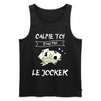 calme toi c'est moi le jocker - Débardeur bio Premium Homme - noir - Devant - Michal (187cm)