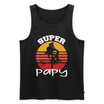 Super papy - Débardeur bio Premium Homme - noir - Devant - Michal (187cm)
