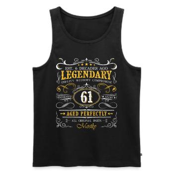 Vintage Légendaire - Vieilli parfaitement 61ème anniversaire - Débardeur bio Premium Homme - noir - Devant - Michal (187cm)