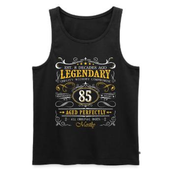 Vintage Légendaire - Vieilli parfaitement 85ème anniversaire - Débardeur bio Premium Homme - noir - Devant - AI Model Male 178 light (178cm)