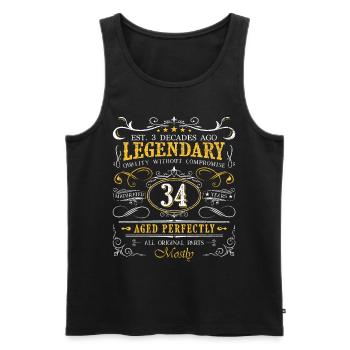 Vintage Légendaire - Vieilli parfaitement 34ème anniversaire - Débardeur bio Premium Homme - noir - Devant - AI Model Male 178 light (178cm)