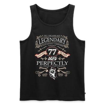 Vintage Légendaire - Vieilli parfaitement 77ème anniversaire - Débardeur bio Premium Homme - noir - Devant - AI Model Male 178 light (178cm)