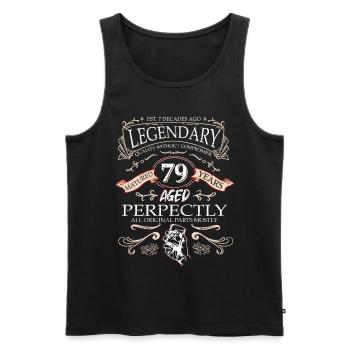 Vintage Légendaire - Vieilli parfaitement 79ème anniversaire - Débardeur bio Premium Homme - noir - Devant - AI Model Male 178 light (178cm)