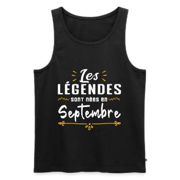Les légendaires sont nées en septembre - Débardeur bio Premium Homme - noir - Devant - AI Model Male 178 light (178cm)