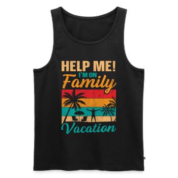 Help Me! I'm On Family Vacation - Männer Premium Bio Tank Top - Schwarz - Vorne - AI Model Male 178 light (178cm)