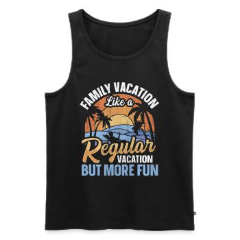 Vacances régulières mais plus amusantes - Vacances en famille - Débardeur bio Premium Homme - noir - Devant - AI Model Male 178 light (178cm)