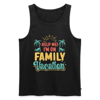Help Me! I'm On Family Vacation - Männer Premium Bio Tank Top - Schwarz - Vorne - AI Model Male 178 light (178cm)
