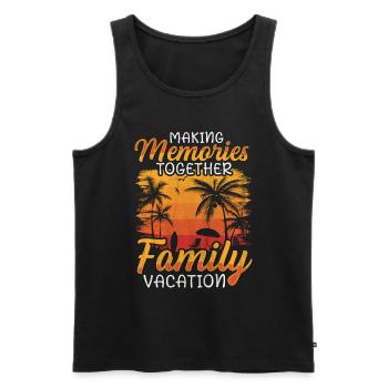 Vacances en famille - Créer des souvenirs ensemble - Débardeur bio Premium Homme - noir - Devant - Michal (187cm)