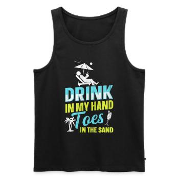 Drink in my Hand Toes in the Sand Strand Urlaubs - Männer Premium Bio Tank Top - Schwarz - Vorne - Michal (187cm)